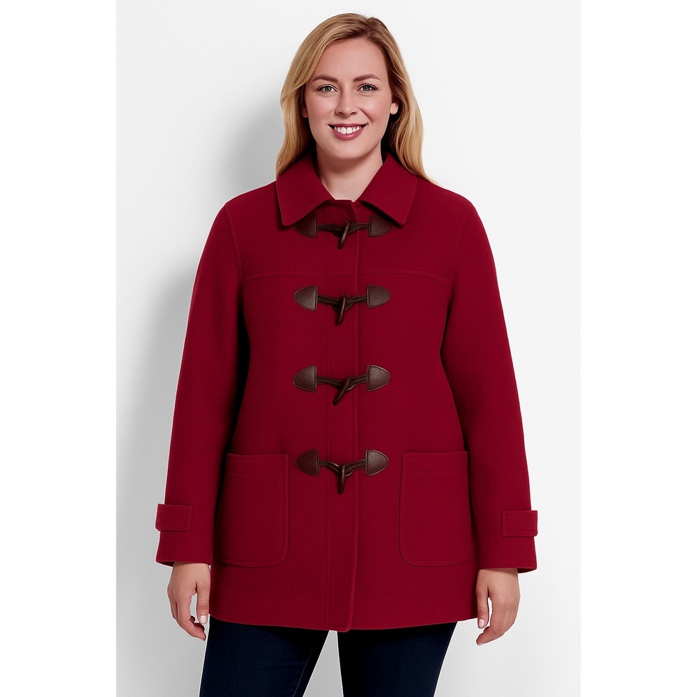 VTG Talbots‎ Collection Burgundy Red Boiled Wool Coat Toggles Size L